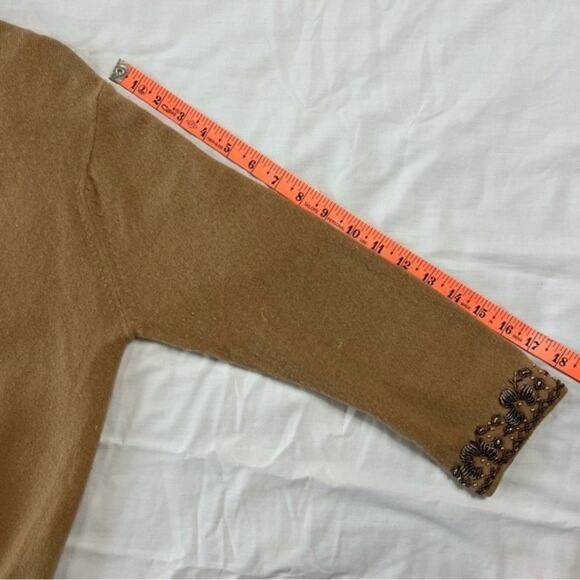 Alfred Wong Women’s Vintage Tan Hand Beaded Lined Cardigan S/M - Picture 3 of 10